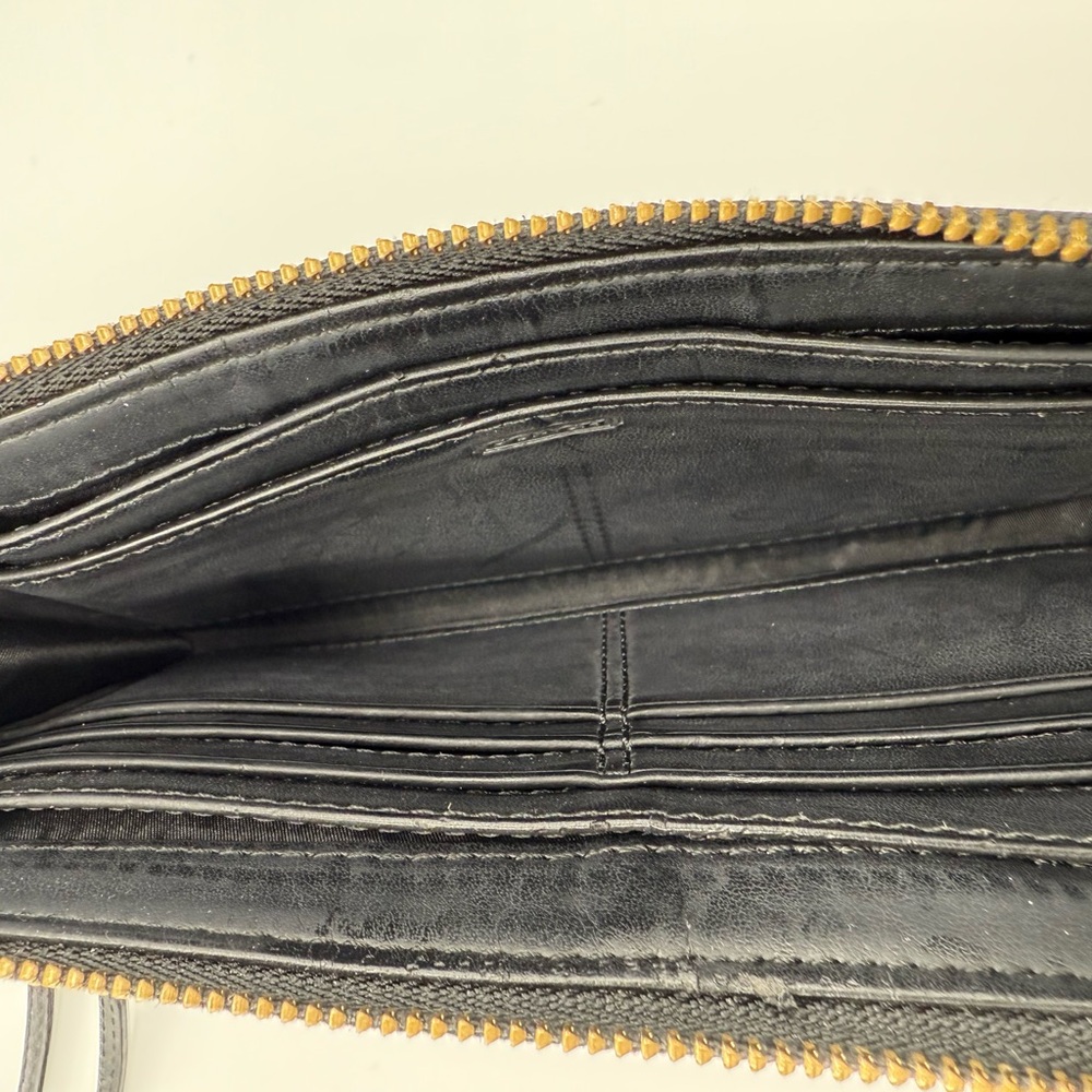Coach Black Leather Wristlet with Gold Accents - Picture 6 of 6
